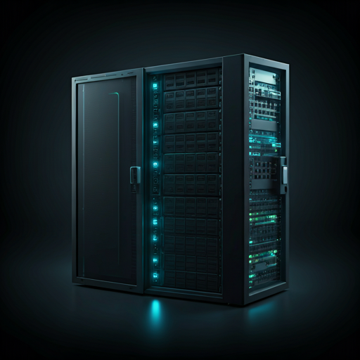 Futuristic glowing server hardware